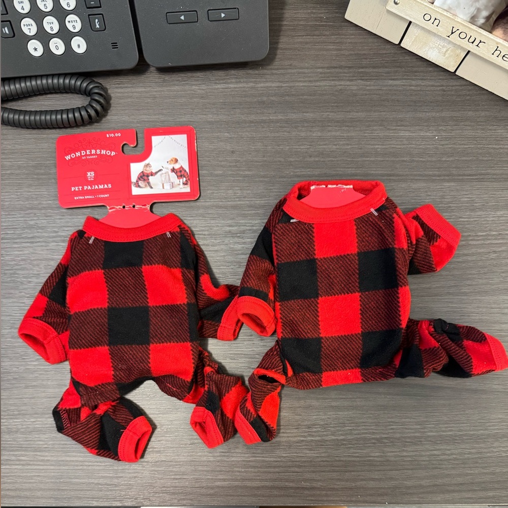 NWT Wondershop Red & Black Plaid Dog /Cat Pajamas Size XS